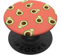 Tlp-Cute Smiling Kawaii Avocados On Coral - Gifts For Foodies Popsockets Popgrip - Support Et Grip Pour Smartphone/Tablette Avec Un Top Interchangeable