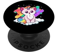 Tlp-Cute Unicorn Cat Adorable Magical Rainbow Kitty Popsockets Popgrip - Support Et Grip Pour Smartphone/Tablette Avec Un Top Interchangeable