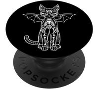 Tlp-Dia De Los Muertos Sugar Skull Cat With Bat Wings Popsockets Popgrip - Support Et Grip Pour Smartphone/Tablette Avec Un Top Interchangeable