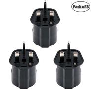 TLP-EU vers UK/HK/Singapour/UAE/KSA Adaptateur avec Fusible 13A et Obturateur de Sécurité, 2 Broches DE/FR/IT/ES Connecteur Européen Converti à UK 3 Broches (3 Pièces, Noir)