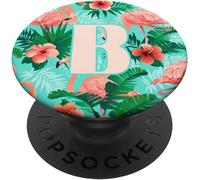 Tlp-Flamant Hibiscus Lettre B Initiale Popsockets Popgrip - Support Et Grip Pour Smartphone/Tablette Avec Un Top Interchangeable