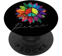 Tlp-Fleur De Tournesol Arc-En-Ciel Signe De Paix Hippie Années Popsockets Popgrip - Support Et Grip Pour Smartphone/Tablette Avec Un Top Interchangeable