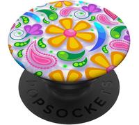 Tlp-Flower Design Paisley Cell Phone Pop Up Button Holder White Popsockets Popgrip - Support Et Grip Pour Smartphone/Tablette Avec Un Top Interchangeable