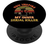 Tlp-Funny Black Cat Murderous Knife Halloween Holiday Popsockets Popgrip - Support Et Grip Pour Smartphone/Tablette Avec Un Top Interchangeable
