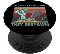 Tlp-Gamers Don't Die They Respawn Vintage Retro Gamer Zombie Popsockets Popgrip - Support Et Grip Pour Smartphone/Tablette Avec Un Top Interchangeable