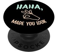 Tlp-Haha Made You Look Funny Finger Circle Hand Game Gag Popsockets Popgrip - Support Et Grip Pour Smartphone/Tablette Avec Un Top Interchangeable