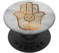 Tlp-Hand Of Hamsa With Eye On Light Grey Popgrip - Support Et Grip Pour Smartphone/Tablette Avec Un Top Interchangeable