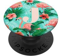 Tlp-Hibiscus Flamand Lettre J Initiale Popsockets Popgrip - Support Et Grip Pour Smartphone/Tablette Avec Un Top Interchangeable