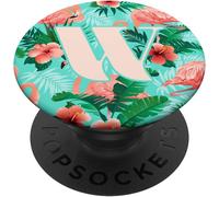 Tlp-Hibiscus Flamand Lettre W Initiale Popsockets Popgrip - Support Et Grip Pour Smartphone/Tablette Avec Un Top Interchangeable