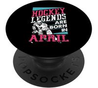 Tlp-Hockey Legends Are Born In April Gift Cool Birthday Player Popsockets Popgrip - Support Et Grip Pour Smartphone/Tablette Avec Un Top Interchangeable