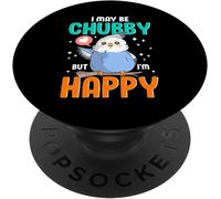 Tlp-I May Be Chubby But I'm Happy Kids Howlet Joyful Chunky Owl Popsockets Popgrip - Support Et Grip Pour Smartphone/Tablette Avec Un Top Interchangeable