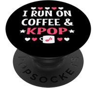 Tlp-I Run On Coffee And Kpop Cute Korean Pop Music Fandom Korea Popsockets Popgrip - Support Et Grip Pour Smartphone/Tablette Avec Un Top Interchangeable