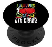 Tlp-I Survived 100 Days Of 6th Grade Kids 100th Day School Gift Popsockets Popgrip - Support Et Grip Pour Smartphone/Tablette Avec Un Top Interchangeable