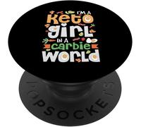Tlp-Im A Keto Girl In A Carbie World Cute Ketogenic Diet Gift Popsockets Popgrip - Support Et Grip Pour Smartphone/Tablette Avec Un Top Interchangeable