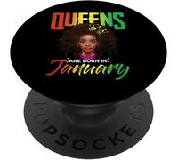 Tlp-January Birthday Queen Black Pride Pan African Flag Afro Popsockets Popgrip - Support Et Grip Pour Smartphone/Tablette Avec Un Top Interchangeable