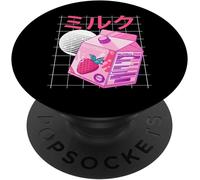 Tlp-Japanese Kawaii Strawberry Milk Shake Carton Funny Retro 90s Popgrip - Support Et Grip Pour Smartphone/Tablette Avec Un Top Interchangeable