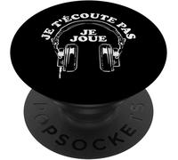 Tlp-J'ecoute Pas Je Joue Gaming Jeux Vidéos Gamer Garçon Cadeau Popsockets Popgrip - Support Et Grip Pour Smartphone/Tablette Avec Un Top Interchangeable