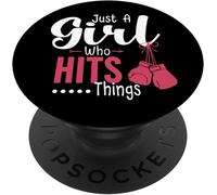 Tlp-Just A Girl Who Hits Things Funny Female Boxing Champion Popsockets Popgrip - Support Et Grip Pour Smartphone/Tablette Avec Un Top Interchangeable