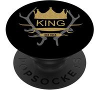 Tlp-King Her Buck Deer Antler Couples Matching Popsockets Popgrip - Support Et Grip Pour Smartphone/Tablette Avec Un Top Interchangeable