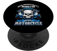 Tlp-Le Ministre Biker Ne Sous-Estime Jamais Le Crâne De Moto Popsockets Popgrip - Support Et Grip Pour Smartphone/Tablette Avec Un Top Interchangeable