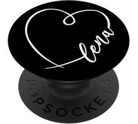 Tlp-Lena Prénom Personnalisé Coeur De Calligraphie Noir Et Blanc Popgrip - Support Et Grip Pour Smartphone/Tablette Avec Un Top Interchangeable
