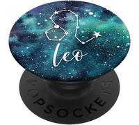 TLP-Leo - Cool Aqua Astrological Horoscope Zodiac Sign PopSockets PopGrip - Support et Grip pour Smartphone/Tablette avec un Top Interchangeable