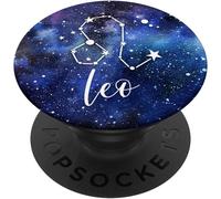 TLP-Leo - Cool Blue Astrological Horoscope Zodiac Sign PopSockets PopGrip - Support et Grip pour Smartphone/Tablette avec un Top Interchangeable