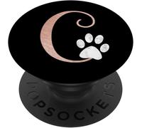 Tlp-Lettre C Rose, Chat Blanc, Monogramme De Patte De Chien Popgrip - Support Et Grip Pour Smartphone/Tablette Avec Un Top Interchangeable