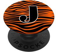 TLP-Lettre d'impression du tigre J Initiales PopSockets PopGrip - Support et Grip pour Smartphone/Tablette avec un Top Interchangeable