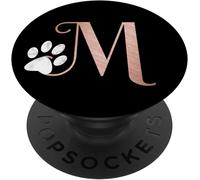 Tlp-Lettre M Rose Chat, Monogramme De Patte De Chien, Initiale M Popgrip - Support Et Grip Pour Smartphone/Tablette Avec Un Top Interchangeable