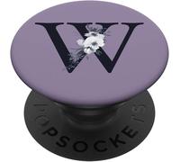 Tlp-Lettre Monogramme Violet W Avec Initiale Florale De Fleurs Popsockets Popgrip - Support Et Grip Pour Smartphone/Tablette Avec Un Top Interchangeable