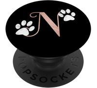 Tlp-Lettre N Rose, Chat Blanc, Monogramme De Patte De Chien Popgrip - Support Et Grip Pour Smartphone/Tablette Avec Un Top Interchangeable