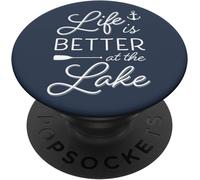 Tlp-Life Is Better At The Lake Lake Vacation Quote Popsockets Popgrip - Support Et Grip Pour Smartphone/Tablette Avec Un Top Interchangeable