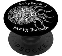 Tlp-Live Sun Love Moon Flower Mandala Quote Zen Art Sky Gift Popsockets Popgrip - Support Et Grip Pour Smartphone/Tablette Avec Un Top Interchangeable