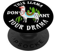 Tlp-Llama Funny Llamas Drama Alpaca Souvenir Black Popsockets Popgrip - Support Et Grip Pour Smartphone/Tablette Avec Un Top Interchangeable