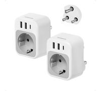 TLP-Lot de 2 Adaptateur Afrique du Sud, Adaptateur Namibie avec 1 USB C et 2 USB A, Prise Afrique du Sud Type M, 2500W Voyage Accessoires pour Namibie, Botswana, Inde, Népal