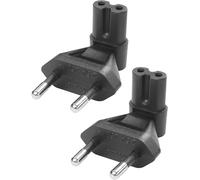 TLP-Lot de 2 adaptateurs d'alimentation UE vers IEC320 C7 - Coude à 90 degrés - Prise européenne vers prise IEC320 C7 (CEE 7/16) - Adaptateur de voyage universel pour TV, PC, ordinateur, moniteur