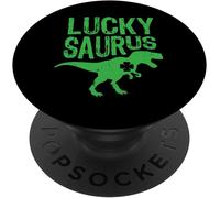 Tlp-Luckysaurus Cute St. Patrick's Day Lucky T-Rex Dinosaur Popsockets Popgrip - Support Et Grip Pour Smartphone/Tablette Avec Un Top Interchangeable