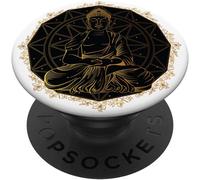 TLP-Mandala Buddha Buddhism Zen Yoga Meditation Spiritual Black PopSockets PopGrip - Support et Grip pour Smartphone/Tablette avec un Top Interchangeable