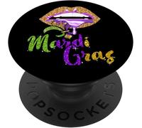 Tlp-Mardi Gras 2021 Gifts Lip Biting New Orleans Mobile Festival Popsockets Popgrip - Support Et Grip Pour Smartphone/Tablette Avec Un Top Interchangeable