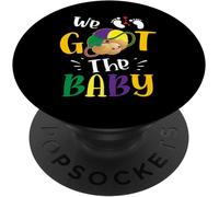Tlp-Mardi Gras Pregnancy Announcement - We Got The Baby Gift Popsockets Popgrip - Support Et Grip Pour Smartphone/Tablette Avec Un Top Interchangeable