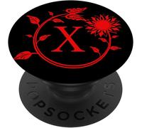 Tlp-Monogram Cute Red Butterfly Letter X Initial Sunflower Black Popsockets Popgrip - Support Et Grip Pour Smartphone/Tablette Avec Un Top Interchangeable