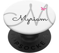 Tlp-Myriam Nom Prénom Personnalisé Papillon Cursive Lettre M Popsockets Popgrip - Support Et Grip Pour Smartphone/Tablette Avec Un Top Interchangeable