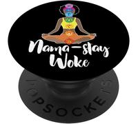 Tlp-Nama Stay Woke - Black Afro Girl Chakra Namaste Yoga Popsockets Popgrip - Support Et Grip Pour Smartphone/Tablette Avec Un Top Interchangeable