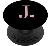 Tlp-Noir - Minimaliste Initiale Monogramme Rose Coeur Lettre J Popsockets Popgrip - Support Et Grip Pour Smartphone/Tablette Avec Un Top Interchangeable Popsockets Popgrip Adhésif