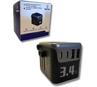 TLP-NOMAD'NOOK ¿ Adaptateur de Voyage Universel « Nook Plug » Voyagez léger, chargez Tout, Partout - Compatible 150+ Pays avec 2 USB-C + 2 USB-A - Compact, léger, avec Housse de Transport