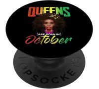 Tlp-October Birthday Queen Black Pride Pan African Flag Afro Popsockets Popgrip - Support Et Grip Pour Smartphone/Tablette Avec Un Top Interchangeable