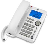 TLP-Office ID ¿ Téléphone Fixe de Bureau ou Mural avec écran Lumineux alimenté par Piles, 3 mémoires directes, 3 Niveaux de Sonnerie, Identification de l'appelant et Mains Libres - Blanc