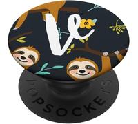 Tlp-Paresseux Mignon Avec La Lettre V Initiale Popsockets Popgrip - Support Et Grip Pour Smartphone/Tablette Avec Un Top Interchangeable