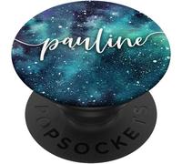 Tlp-Pauline Nom Personnalisé - Motif Galaxie De L'espace Popsockets Popgrip - Support Et Grip Pour Smartphone/Tablette Avec Un Top Interchangeable